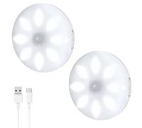 VCY Motion Sensor Cupboard Lights, Wireless Magnetic LED Under Cabinet Lighting with USB Charging, 8 LEDs 3500K Warm White for Kitchen Wardrobe Cupboard (2025 New Version) 2Packs