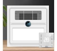 Vcyex Bathroom Exhaust Fan,with Heater And Ventilation Fan, LED Light, Remote Control,Heater 2800W,ceiling Extractor Fan Bathrooms，suitable for Bathroom Toilet White,35 * 35 * 8CM