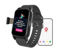 VCYEX Elderly Smart Watch, Fall Detection Smart Watch for Elderly, Time GPS SOS Alarm, GPS Anti-Lost Tracker, for Seniors/Dementia/Alzheimer'sBlack,1.25 * 0.57 * 2.22inch