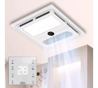 Vcyex Extractor with Remote Control Bathroom Extractor Fans Blowing Heating 2 Gears, Ventilation, Temperature Display,LED Light,Heater 2800W，shower Extractor Fan with Light White,35 * 35 * 8CM