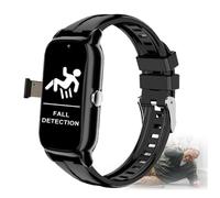 VCYEX Fall Detection Smart Watch for Elderly, Smart Call System Senior Alert Device, Video Call SOS, GPS Watch, Personal Alarm Watch for Elderly Black,4.7 * 3.2cm