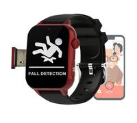 VCYEX Fall Detection Smart Watch, with Big Screen And SOS Alert, Smartwatch Bracelet for The Elderly, for Elderly/Seniors Watches for Mom/DadRed,1.96 * 1.57 * 0.47inch