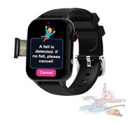 VCYEX Fall Detection Watch for Elderly, Elderly Essentials, with Alarm Call Button, Video Call, Real-time GPS SOS, Smartwatch for Seniors/Dementia/Alzheimer'sBlack,1.96 * 1.57 inch