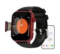 VCYEX Fall Detection Watch for Elderly, With SOS Call Health Monitor HD Video Call Fall Detection Smart Watches Life Alert Bracelet Suitable for All SeniorsRed,1.96 * 1.57 * 0.47 inch