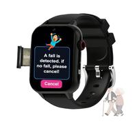 VCYEX Personal Alarms for Elderly, Fall Detection, Real-time GPS SOS Alarm, Video Call, Smartwatch for Elderly EssentialsBlack,1.96 * 1.57 inch