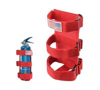 VCYOPN Fire Extinguisher Holder, Adjustable Roll Bar Extinguisher Strap Bracket with USA Flag Pattern, Fire Extinguisher Fixing Strap Mount Holder for Wrangler JK JKU TJ CJ Gladiator (Red)
