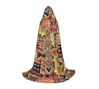 VCzsdff African Textile Patchwork Gothic Medieval Hooded Cape For Teenagers Cosplay Costume Renaissance Fair Stage Theater Robe