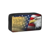 VCzsdff American Eagle Printed Pen Case Roomy Stationery Organizer Durable Zip Bag Polyester Pouch for College Work Commute