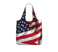 VCzsdff American Flag1 Print Foldable Grocery Tote Reusable Market Bag 25l Lightweight Polyester Shoulder Carryall