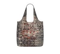 VCzsdff Ancient Worn Brick Wall Print Foldable Grocery Tote Reusable Market Bag 25l Lightweight Polyester Shoulder Carryall
