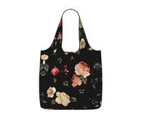 VCzsdff Autumn Beautiful Floral Print Foldable Grocery Tote Reusable Market Bag 25l Lightweight Polyester Shoulder Carryall