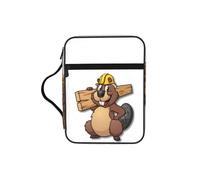 VCzsdff Beaver Working Printed Scripture Storage Bag, Water Resistant Stationery Holder, Church Worship Study Case