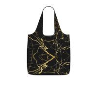 VCzsdff Black Gold Marble Print Foldable Grocery Tote Reusable Market Bag 25l Lightweight Polyester Shoulder Carryall