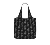 VCzsdff Black Smoke Music Print Foldable Grocery Tote Reusable Market Bag 25l Lightweight Polyester Shoulder Carryall