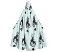 VCzsdff Black Smoke Music Printing Carnival Party Supplies,Adult Economic Hooded Cloak,Hooded Cloak 57.8 Inches Length For Halloween