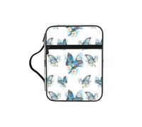 VCzsdff Blue Butterfly On Blossom Flower Printed Scripture Storage Bag, Water Resistant Stationery Holder, Church Worship Study Case