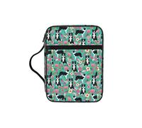 VCzsdff Border Collie Florals Printed Scripture Storage Bag, Water Resistant Stationery Holder, Church Worship Study Case