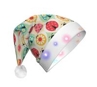 VCzsdff Bugs Cartoon Pattern Plush Santa Hat With Led Lights, Light Up Christmas Hat, Flashing Funny Christmas Hats Adult