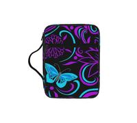 VCzsdff Butterfly on Beautiful Flower Printed Scripture Storage Bag, Water Resistant Stationery Holder, Church Worship Study Case