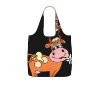 VCzsdff Cartoon Cute Cow Print Foldable Grocery Tote Reusable Market Bag 25l Lightweight Polyester Shoulder Carryall