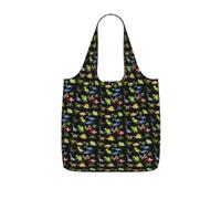 VCzsdff Cartoon Dinosaur Images Print Foldable Grocery Tote Reusable Market Bag 25l Lightweight Polyester Shoulder Carryall