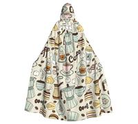 VCzsdff Coffee And Sweets Sugar Chocolate Printing Carnival Party Supplies,Adult Economic Hooded Cloak,Hooded Cloak 57.8 Inches Length For Halloween