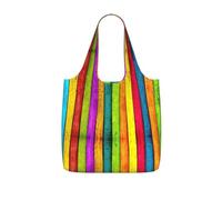 VCzsdff Colored Wooden Board Print Foldable Grocery Tote Reusable Market Bag 25l Lightweight Polyester Shoulder Carryall