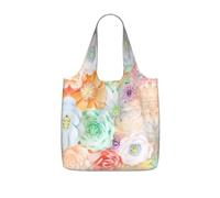 VCzsdff Colorful Flowers 1 Print Foldable Grocery Tote Reusable Market Bag 25l Lightweight Polyester Shoulder Carryall