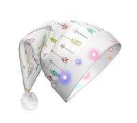 VCzsdff Colorful Hand Drawn Art With Boho Style Arrows Plush Santa Hat With Led Lights, Light Up Christmas Hat, Flashing Funny Christmas Hats Adult