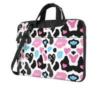 VCzsdff Cow Hide With Hearts Moo Love Print Shockproof Laptop Bag Heavy Duty Oxford Cloth Shoulder Case Padded Computer Briefcase For Travel