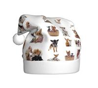 VCzsdff Cute Chihuahua Pug Pattern Printing Unisex Adult Annual Ceremony 1 Pcs Christmas Headbands Decoration Xmas Tree Snowman Santa Hat