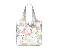 VCzsdff Cute Colorful Sheep Cartoon Pattern Print Foldable Grocery Tote Reusable Market Bag 25l Lightweight Polyester Shoulder Carryall