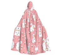 VCzsdff Cute White Rabbit Printing Carnival Party Supplies,Adult Economic Hooded Cloak,Hooded Cloak 57.8 Inches Length For Halloween