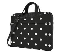 VCzsdff Dot Black & White Print Shockproof Laptop Bag Heavy Duty Oxford Cloth Shoulder Case Padded Computer Briefcase For Travel