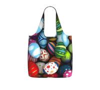 VCzsdff Easter Eggs1 Print Foldable Grocery Tote Reusable Market Bag 25l Lightweight Polyester Shoulder Carryall