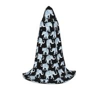 VCzsdff Elephant-Blue Black Gothic Medieval Hooded Cape For Teenagers Cosplay Costume Renaissance Fair Stage Theater Robe