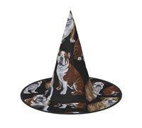 VCzsdff English Bulldogs Printing Cosplay Oxford Cloth Halloween Hat For Halloween Parties, Lightweight 13 Inches Tall Witch Cap