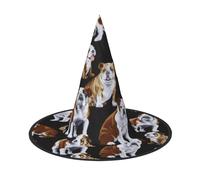 VCzsdff English Bulldogs Printing Cosplay Oxford Cloth Halloween Hat For Halloween Parties, Lightweight 13 Inches Tall Witch Cap