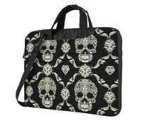 VCzsdff Flowers Skull Ornamental Pattern Print Shockproof Laptop Bag Heavy Duty Oxford Cloth Shoulder Case Padded Computer Briefcase For Travel