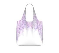 VCzsdff Framing Lilac Flowers In Blossom Print Foldable Grocery Tote Reusable Market Bag 25l Lightweight Polyester Shoulder Carryall