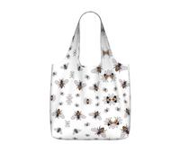 VCzsdff Funny Bees Print Foldable Grocery Tote Reusable Market Bag 25l Lightweight Polyester Shoulder Carryall