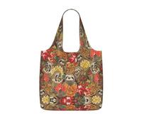 VCzsdff Funny Sloths Print Foldable Grocery Tote Reusable Market Bag 25l Lightweight Polyester Shoulder Carryall