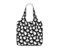 VCzsdff Funny White Ghost Print Foldable Grocery Tote Reusable Market Bag 25l Lightweight Polyester Shoulder Carryall