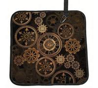 VCzsdff Gears Clock Bronze Century Print Portable Seat Cushion Folding Bleacher Pad Compact Picnic Sitting Mat Polyester 40cm