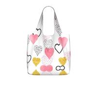 VCzsdff Gold Pink Heart Print Foldable Grocery Tote Reusable Market Bag 25l Lightweight Polyester Shoulder Carryall