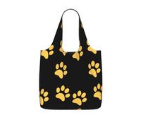 VCzsdff Gold Puppy Paw Print Foldable Grocery Tote Reusable Market Bag 25l Lightweight Polyester Shoulder Carryall