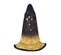 VCzsdff Gold Sparkling Star Gothic Medieval Hooded Cape For Teenagers Cosplay Costume Renaissance Fair Stage Theater Robe
