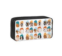 VCzsdff Guinea Pig Illustration Printed Pen Case Roomy Stationery Organizer Durable Zip Bag Polyester Pouch for College Work Commute