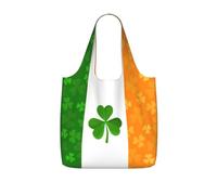 VCzsdff Irish Flag Print Foldable Grocery Tote Reusable Market Bag 25l Lightweight Polyester Shoulder Carryall