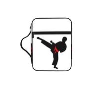 VCzsdff Karate Boy Vector Changeable Belt Color Printed Scripture Storage Bag, Water Resistant Stationery Holder, Church Worship Study Case